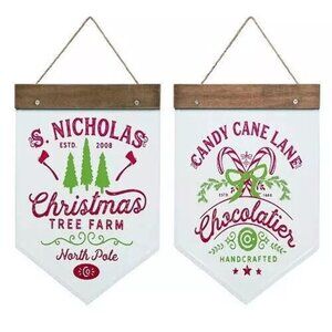Trans Pac Metal Christmas Hanging Pendant Holiday Decorations Plaques Set